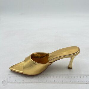 Milooey Gold Comfy High Heel Mules Open Toe Slide Sandals Cute Slipper